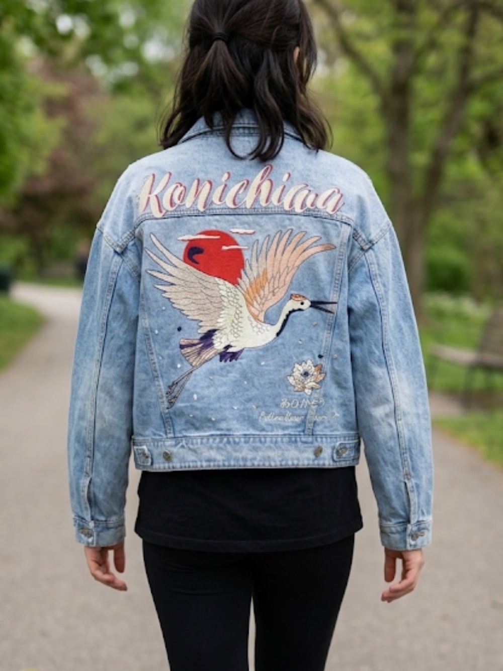 Embroidered Pull and Bear Denim Jacket size L